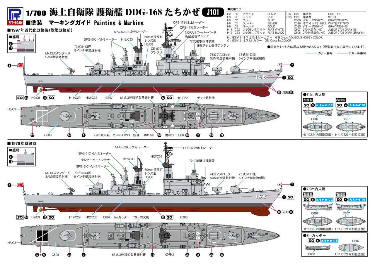 1/700 JMSDF Ship DDG-168 Tachikaze w/Etching Parts Plastic Model