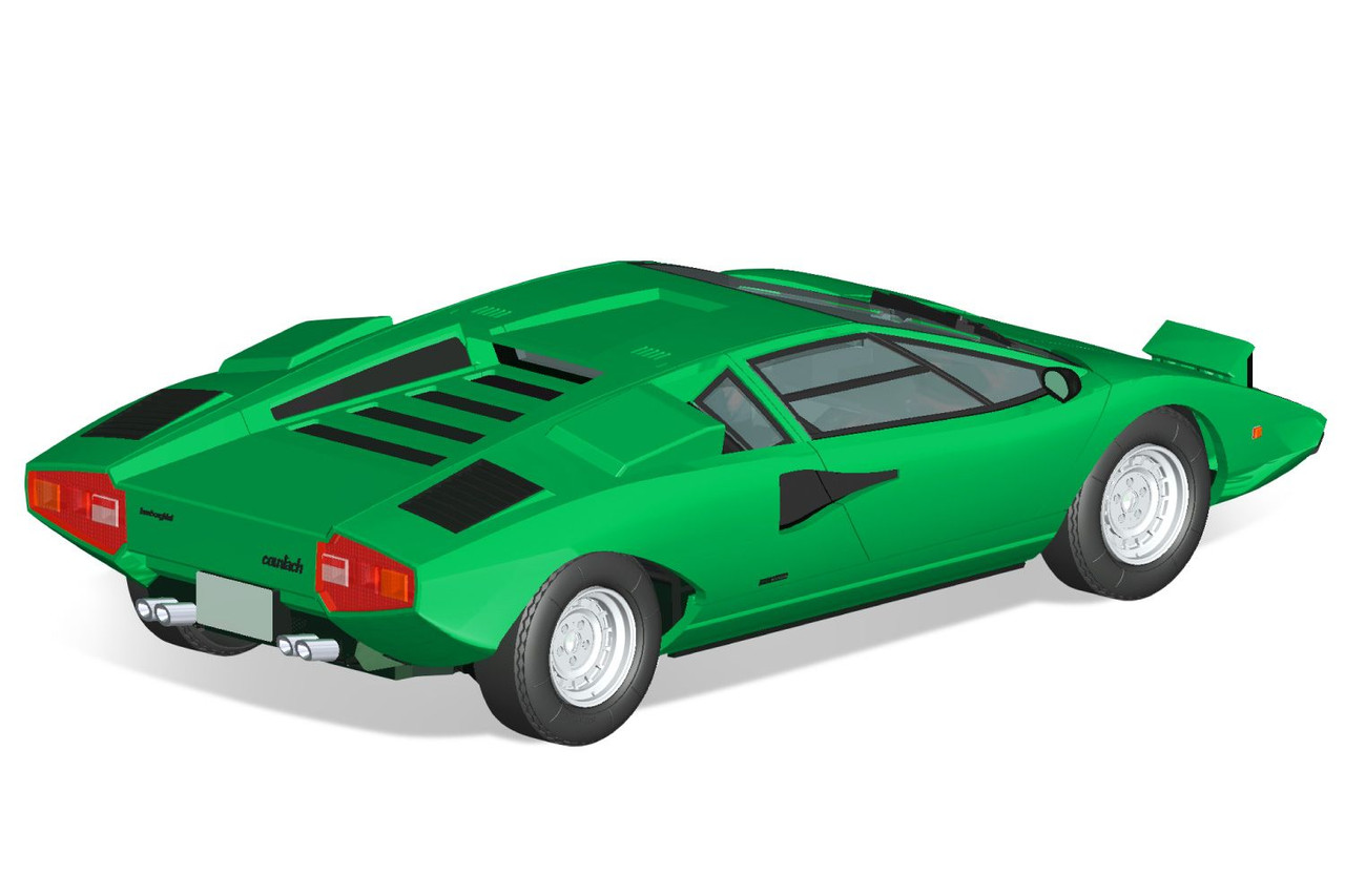 Aoshima The Snap Kit 1/32 Lamborghini Countach LP400 (Green) Plastic Model