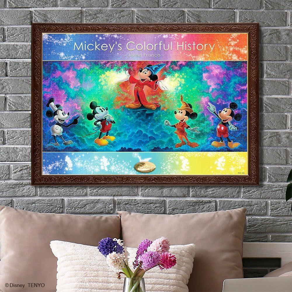 新品TENYO JIGSAW GALLERY ミッキー フレーム赤、青、緑4個 Jigsaw Puzzle Disney Mickey's Colorful History (1000 Pieces)