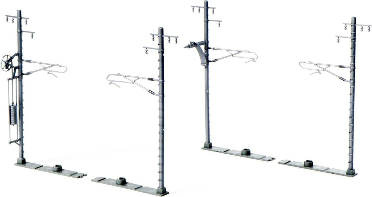 23-066-2 Single Wide Track Catenary Poles (Silver/20 pcs) (N scale)