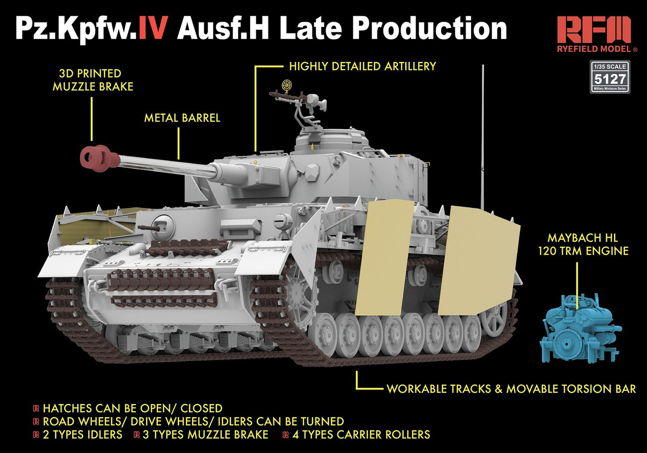 1/35 Pz.Kpfw.IV Ausf.H Late Production w/workable tracks