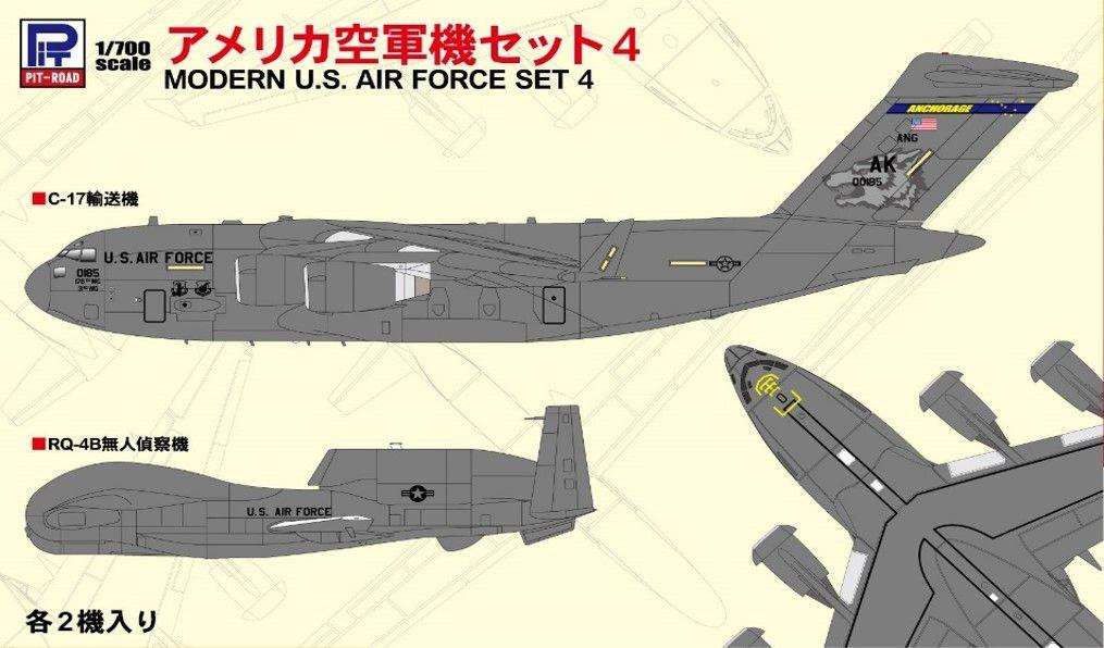 1/700 US Air Force Aircraft Set 4 with 1 Metal B-66 Bomber Plastic