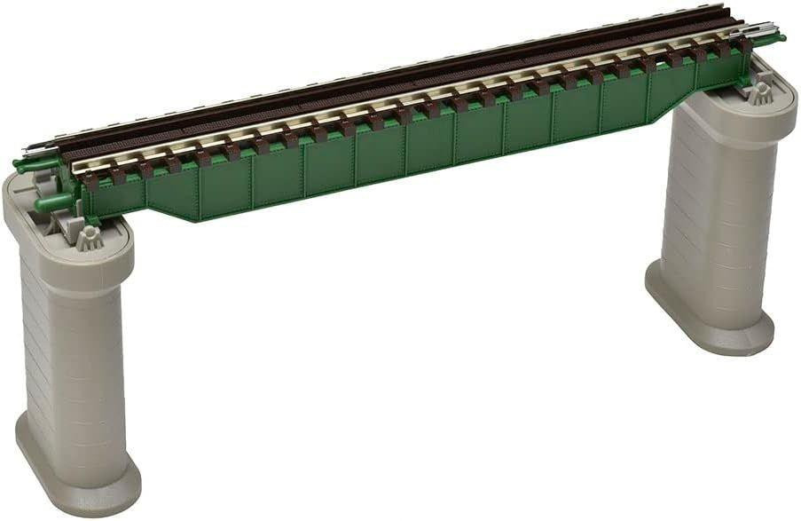 Tomix Bridge Rails 3256 Deck Girder Bridge S140 (Dark Green) w/2 Concrete Piers (N scale)