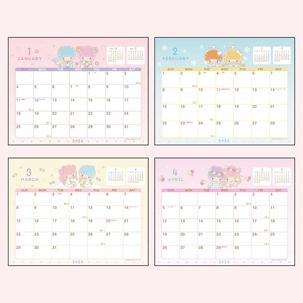 Sanrio LittleTwinStars Ring Calendar 2026 Little Twin Stars Kiki