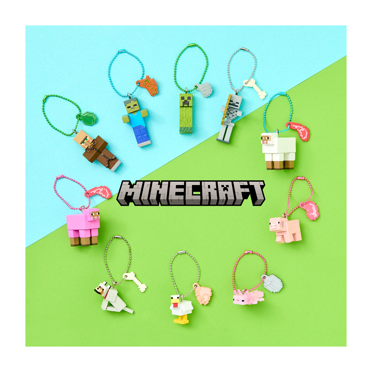 Minecraft Target Keychains Minecraft Character Keychains with Biscuits BOX (10pcs)