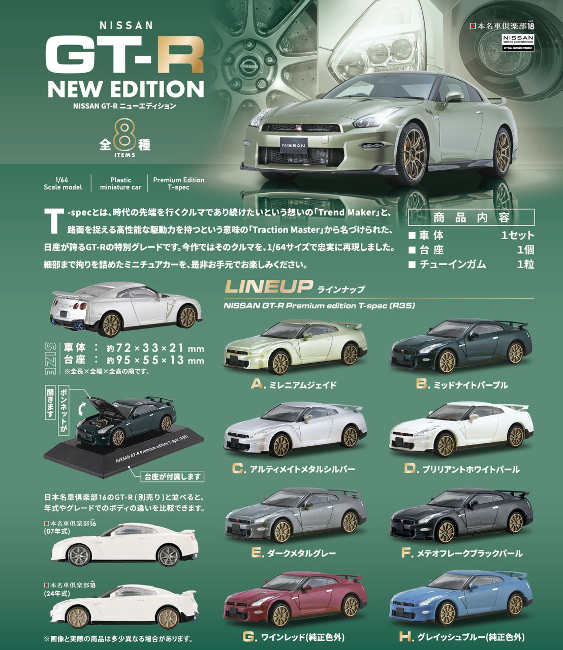 GT-R New Edition Miniature Car Collection Complete BOX (10pcs)