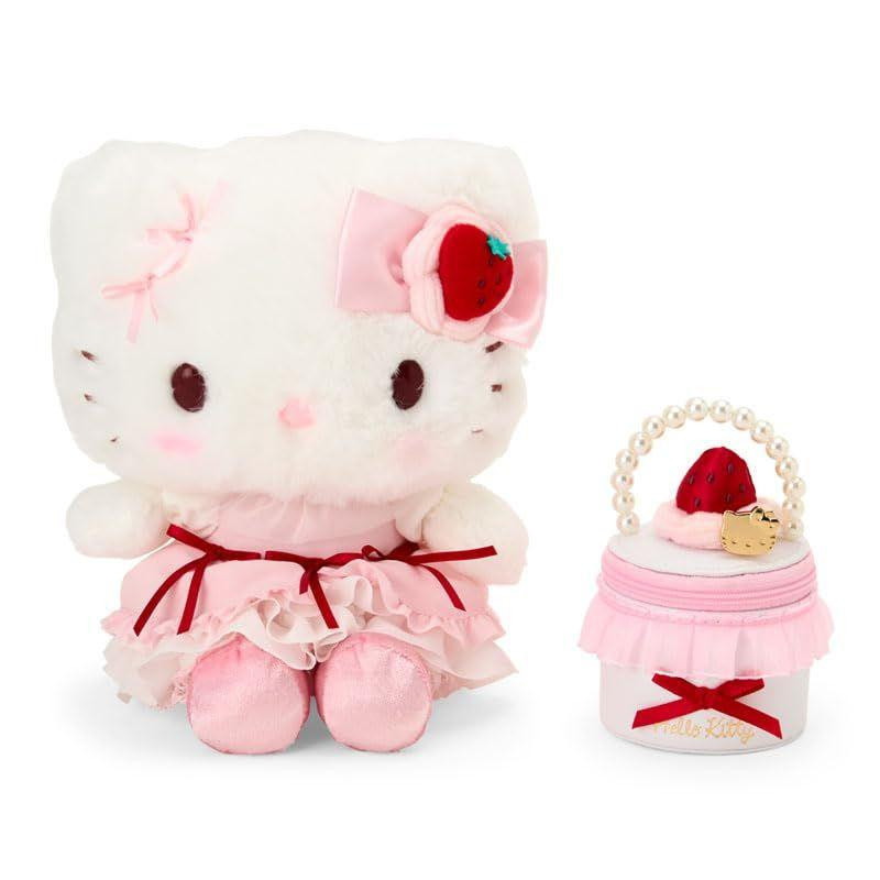 Sanrio Hello Kitty Plush And Accessory Case Set Strawberry Whipped