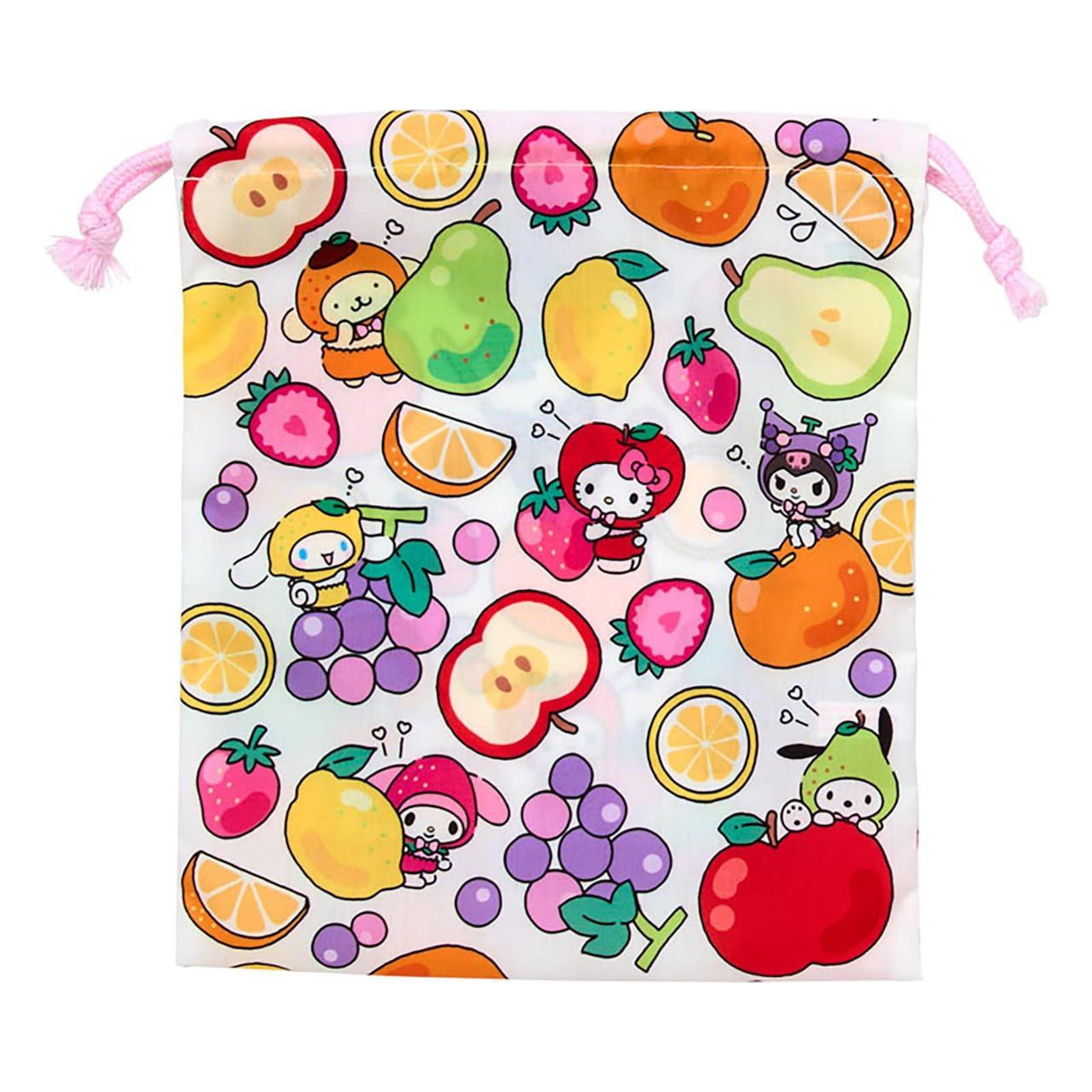 Sanrio Other Drawstring Pouch Two Piece Set Fruit Design