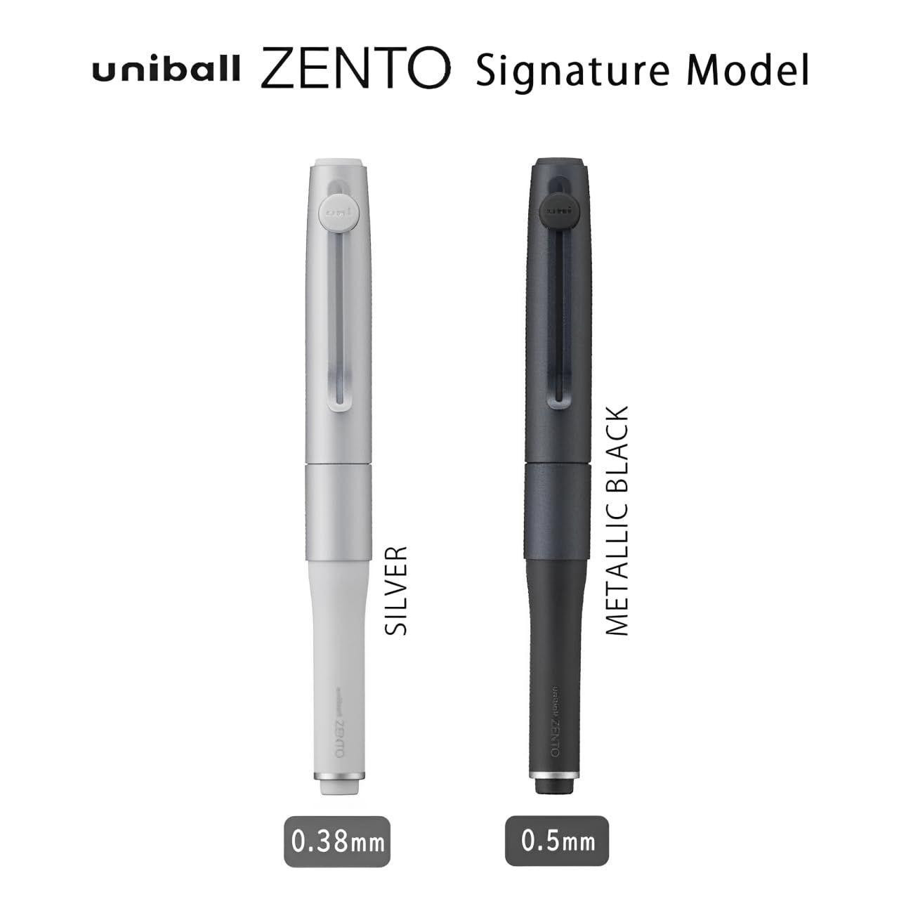 Uni-ball ZENTO Gel Pen - Signature Model - 0.38 mm - Silver Body
