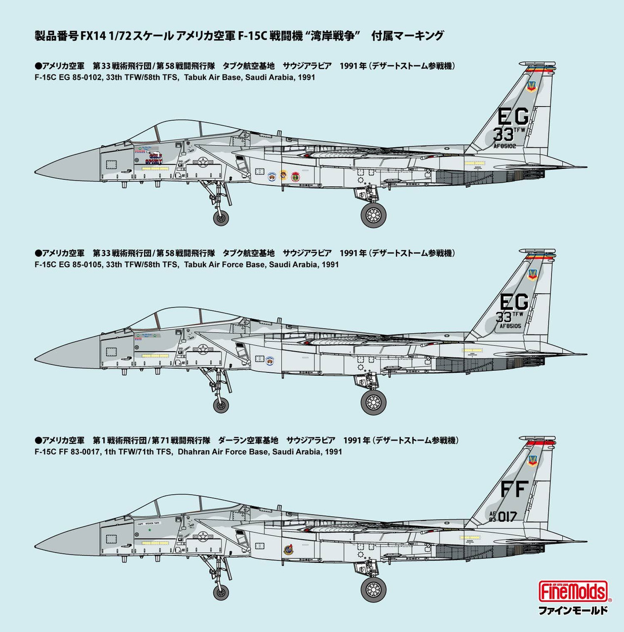 1/72 USAF F-15C Jet Fighter Gulf War Plastic Model