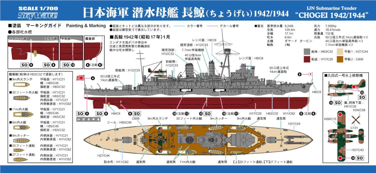 Pit-Road 1/700 Scale Imperial Japanese Navy Submarine Tender