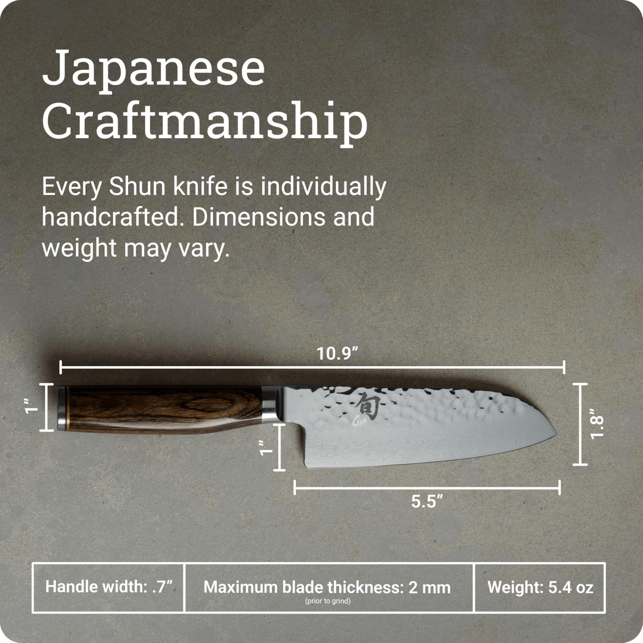 KAI Shun Premier Santoku All Purpose Knife Ambidextrous Made In