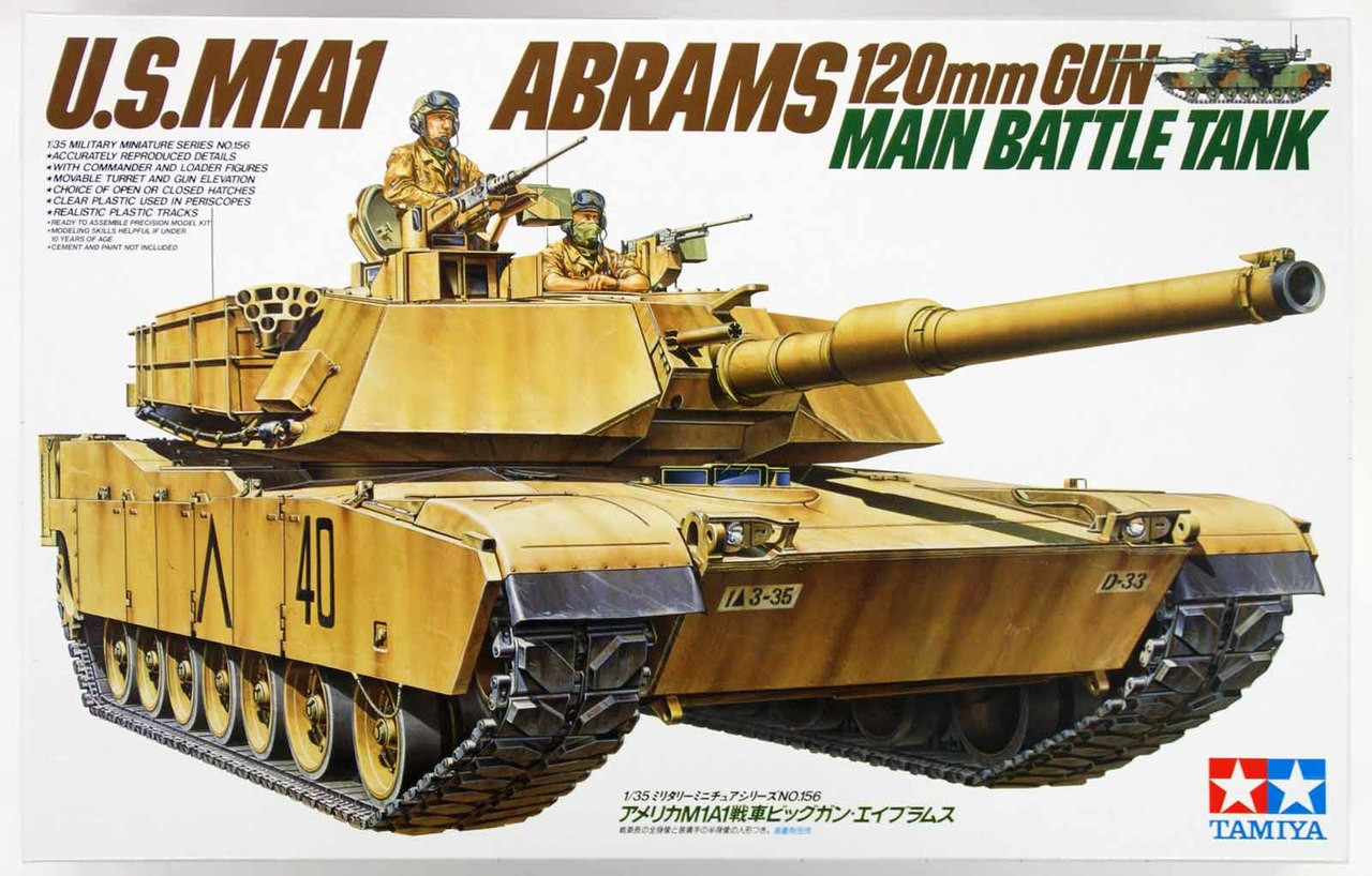 Tamiya 35156 US M1A1 Abrams 120mm GUN Main Battle Tank 1/35 Scale