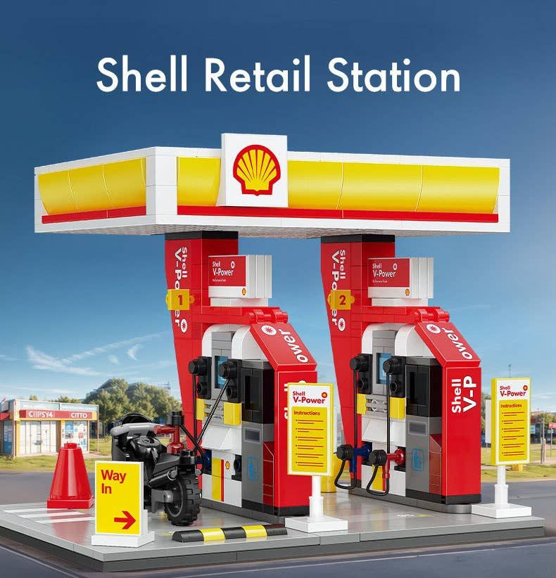 Block Shell Doyusha CaDA Shell Gas Station Small Building Block Kit