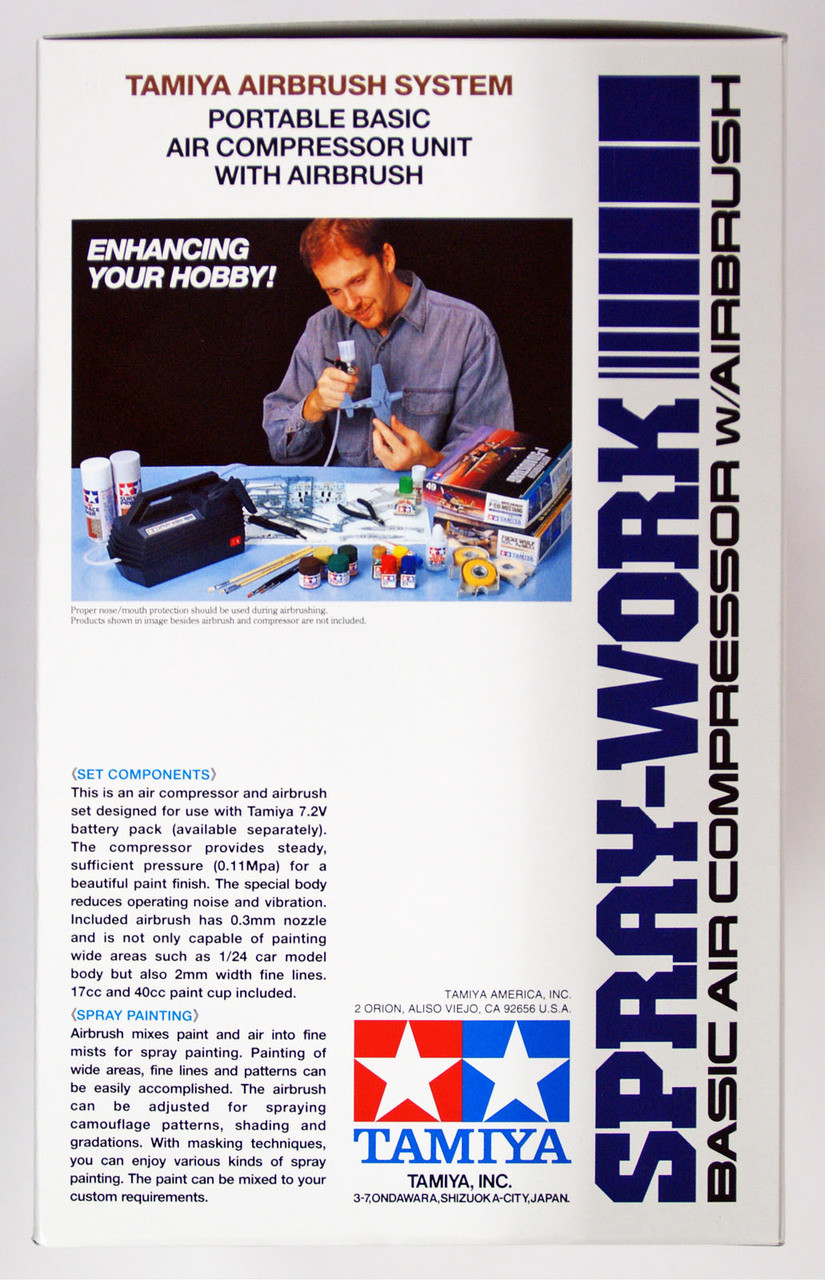 Tamiya Spray-Work Basic Air Compressor w/Airbrush - Plaza Japan