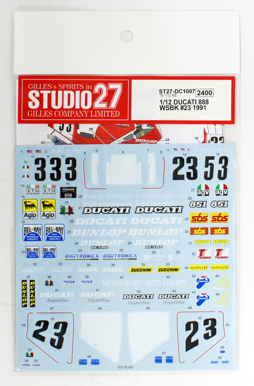 Studio27 DC1007 Ducati 888 WSBK #23 1991 Decal | PlazaJapan