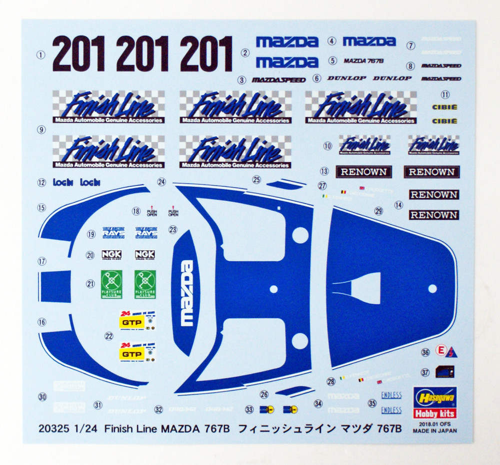 Hasegawa 20325 Finish Line Mazda 767B 1/24 scal | PlazaJapan