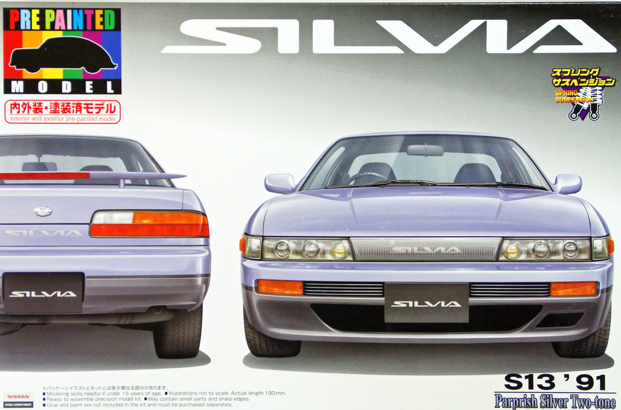 Aoshima 43769 Nissan Silvia S13 Parpish Silver 1/24 Scale Kit (Pre