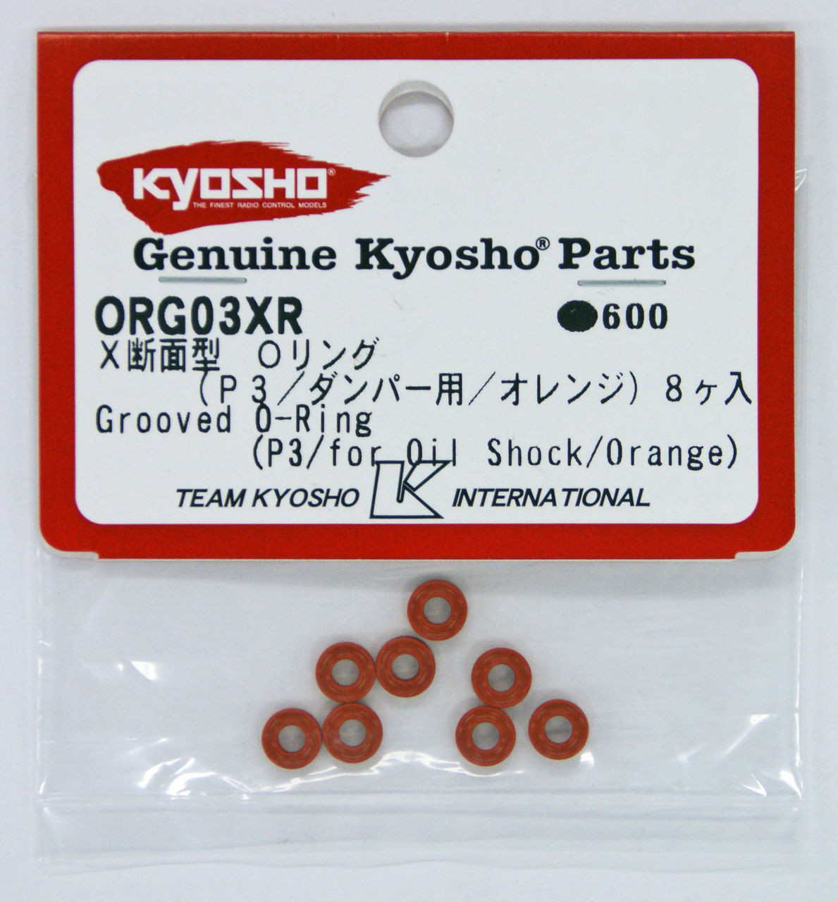 Kyosho ORG03XR Rillen-O-Ring P3, Orange, 8 Stück – Ersatzteile Für RC-Fahrzeuge