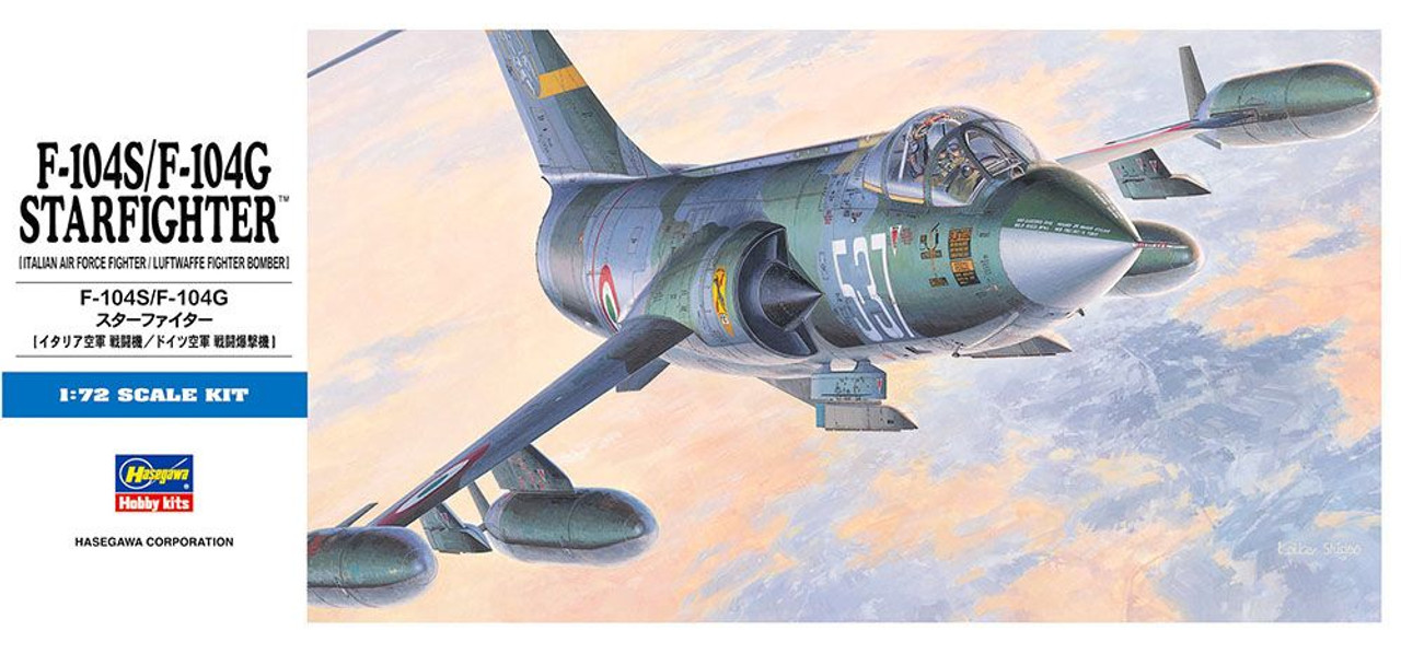 Hasegawa 1/72 F-104S/F-104G Starfighter (Italian Air Force fighter/  Luftwaffe Fighter Bomber) Plastic Model