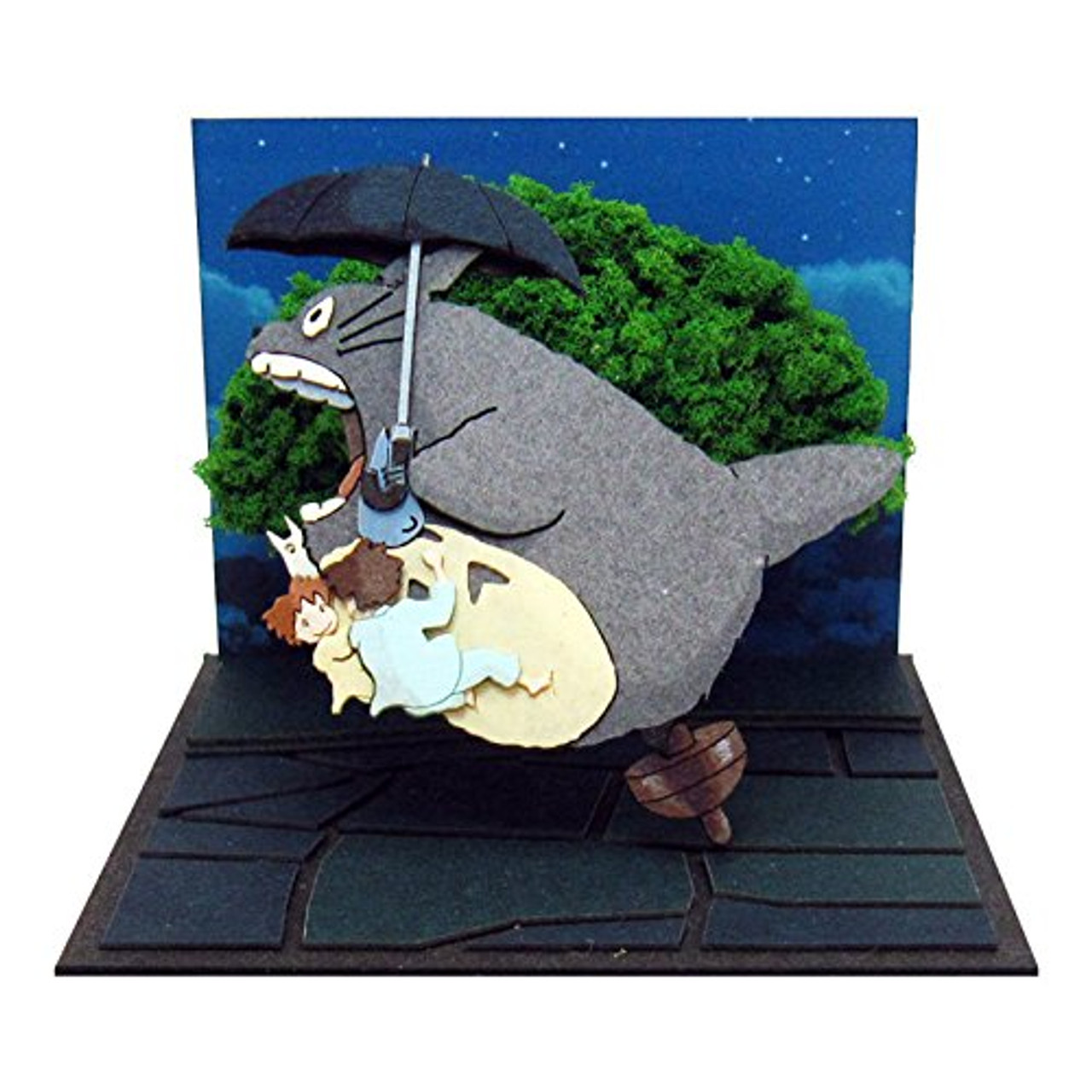 totoro flying with umbrella