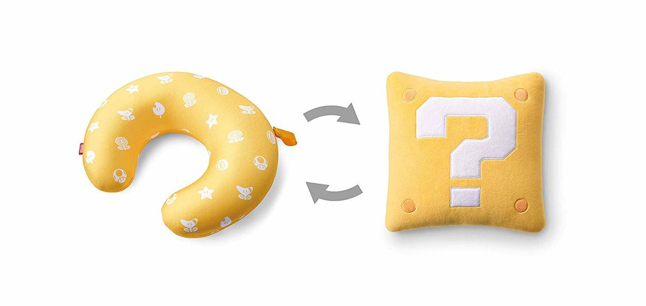 Super Mario Travel Reversible Neck Pillow (Question Block)