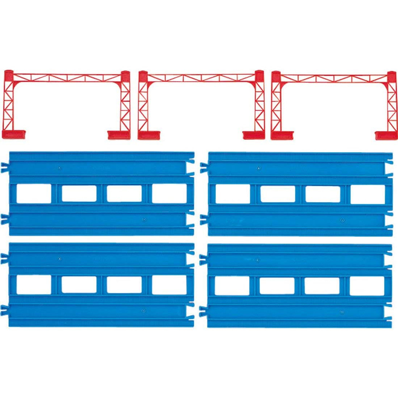 Takara Tomy Pla-Rail Plarail R-04 Straight Double-Track (4 pcs) with  Catenary Poles