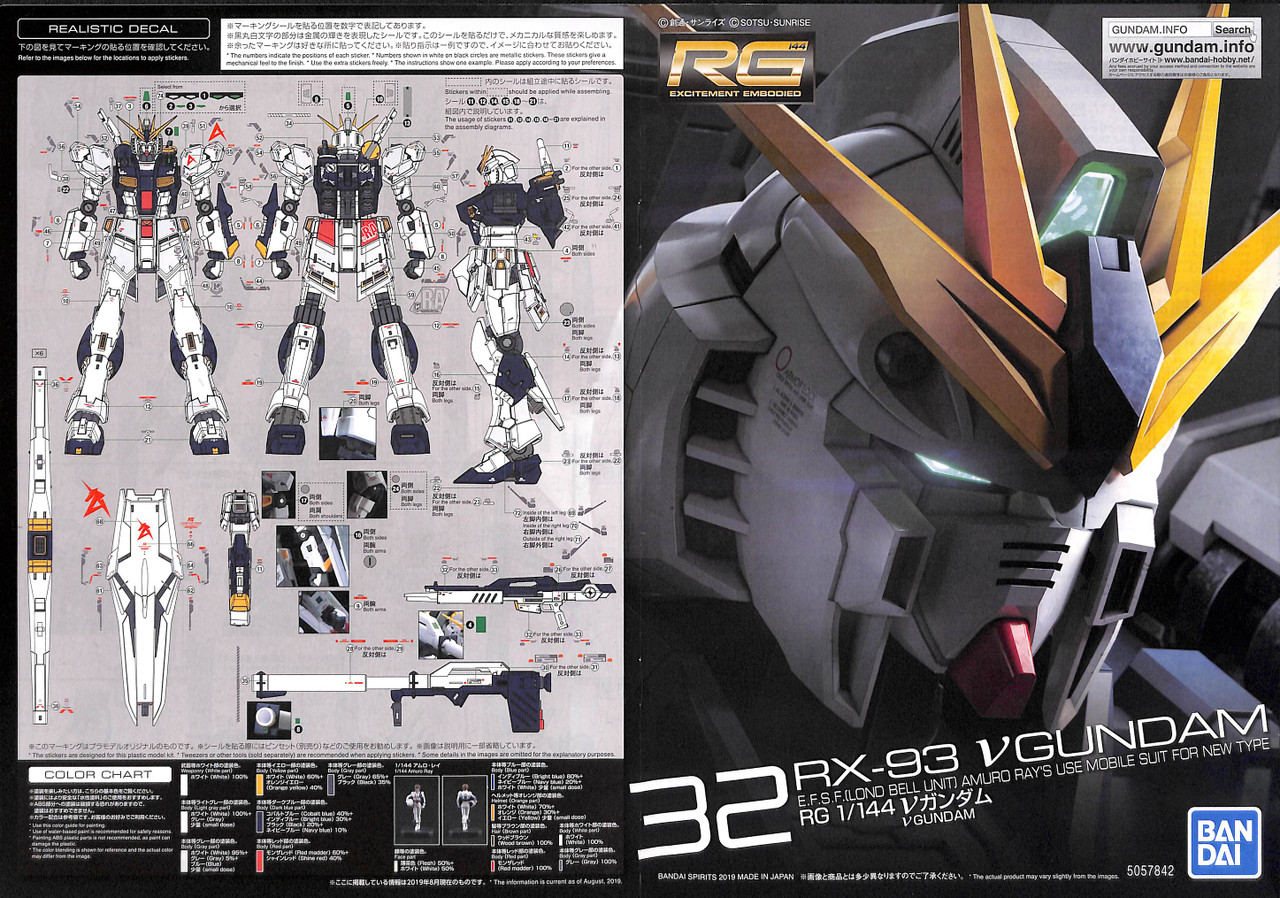 Bandai RG-32 v (Nu) Gundam 1/144 Scale Kit | PlazaJapan