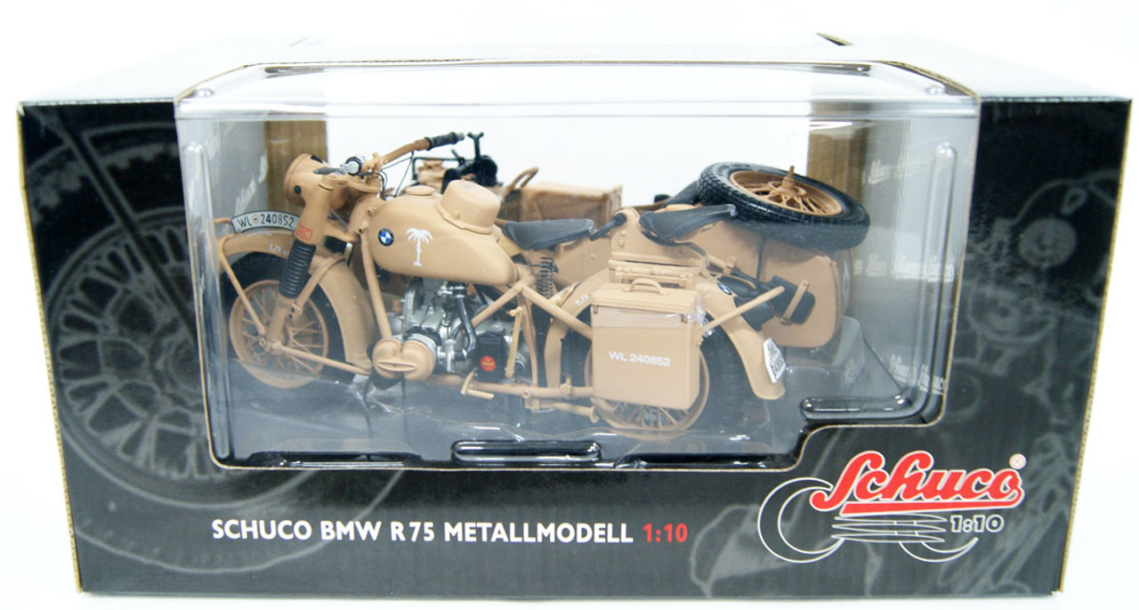 Tamiya 49673 Shuko German Army BMW R75 Sidecar Die-cast Model 1/10 Scale