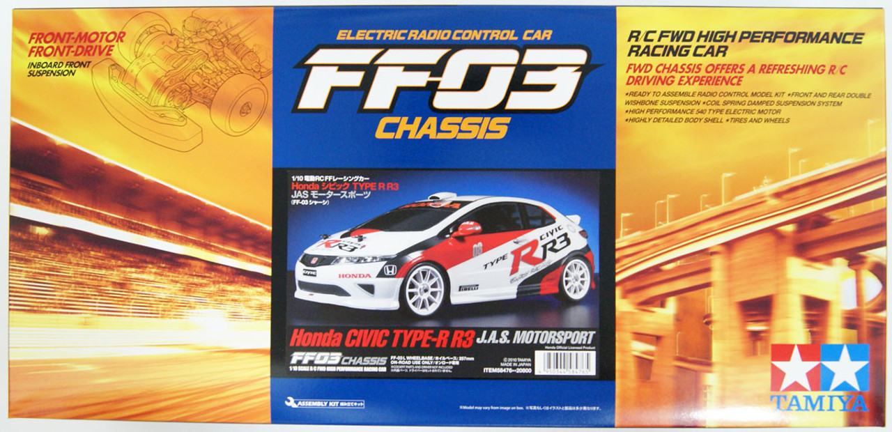 HOT通販タミヤ　1/10 電動RCFFレーシングカー　ホンダ　シビックTYPE R R3　JASモータースポーツ　ボディのみ　FF-03シャーシ 田宮模型