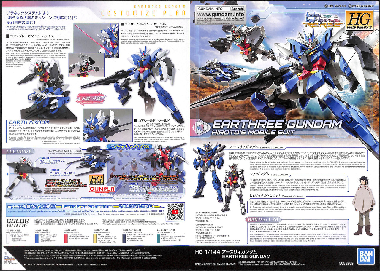 Bandai HG Gundam Build Divers Re:RISE 01 Earthr | PlazaJapan