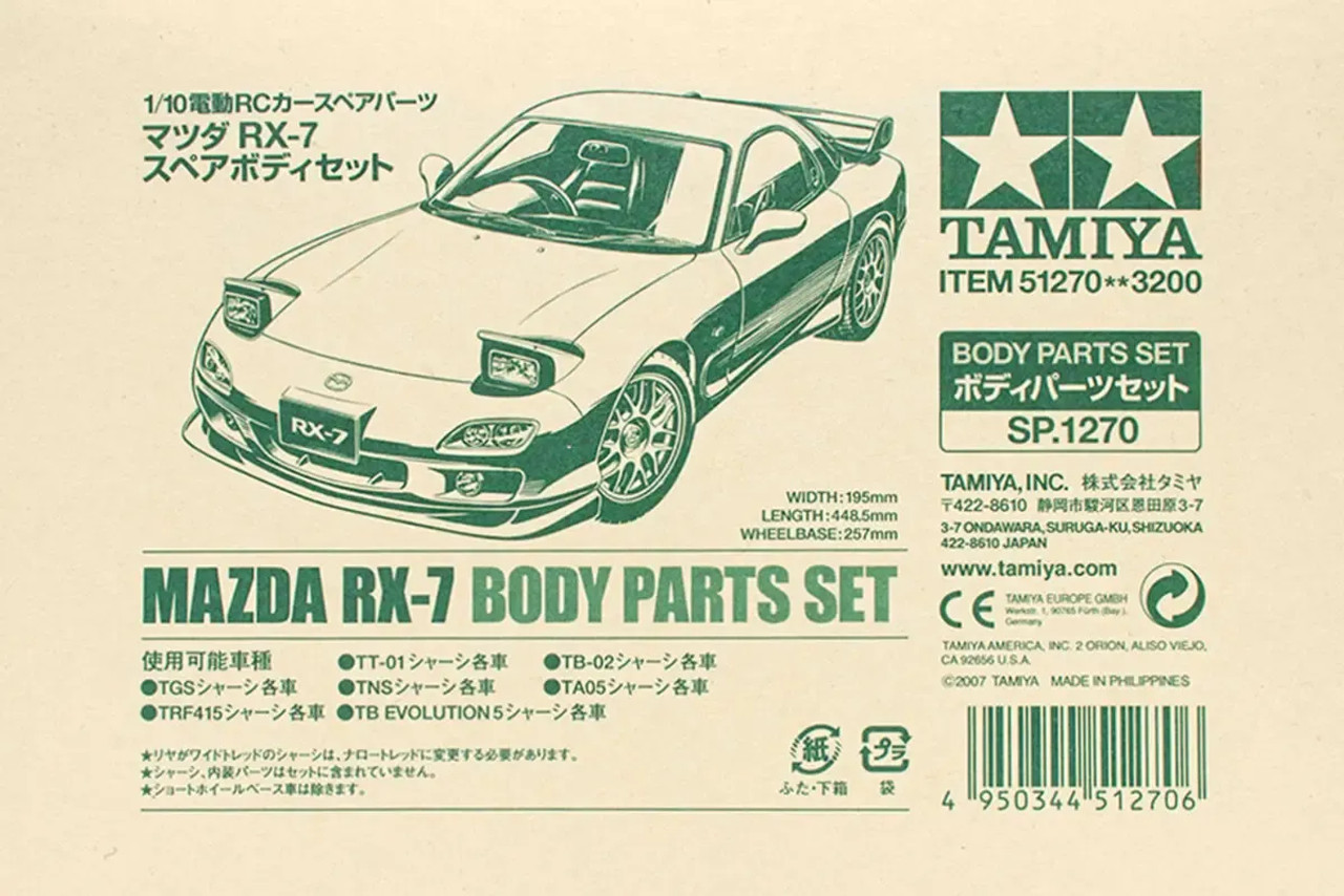 Tamiya 51270 (SP1270) RC Body Set Mazda RX-7 1/10 Scale