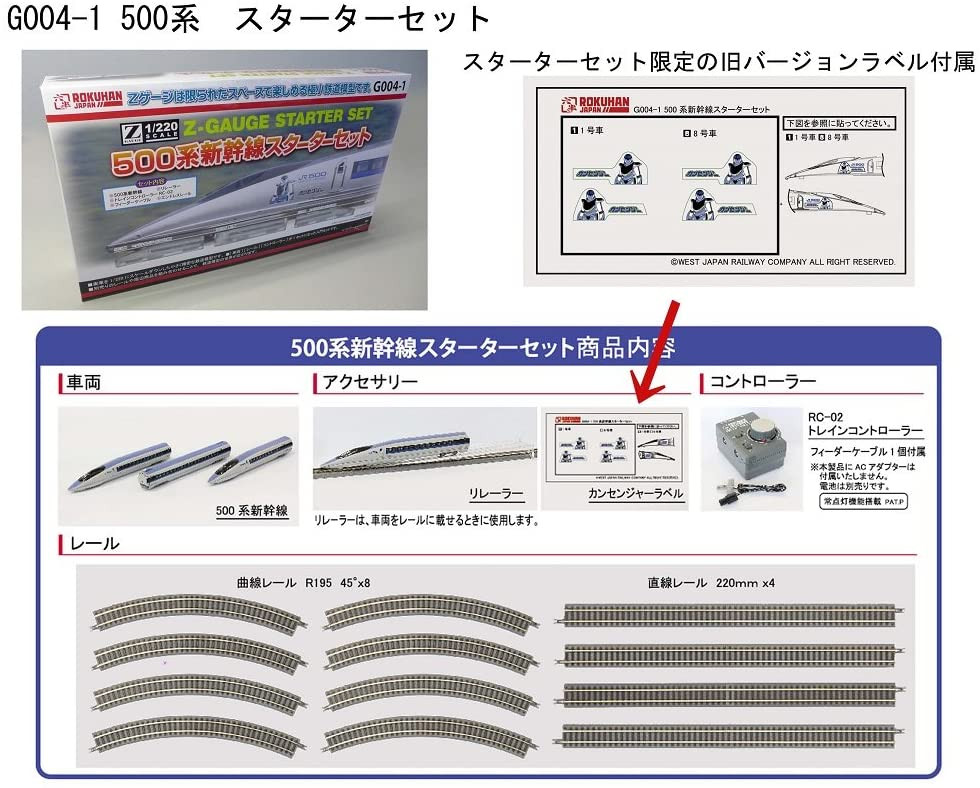 Rokuhan G004-1 Z Scale JR Series 500 Shinkansen Starter Set