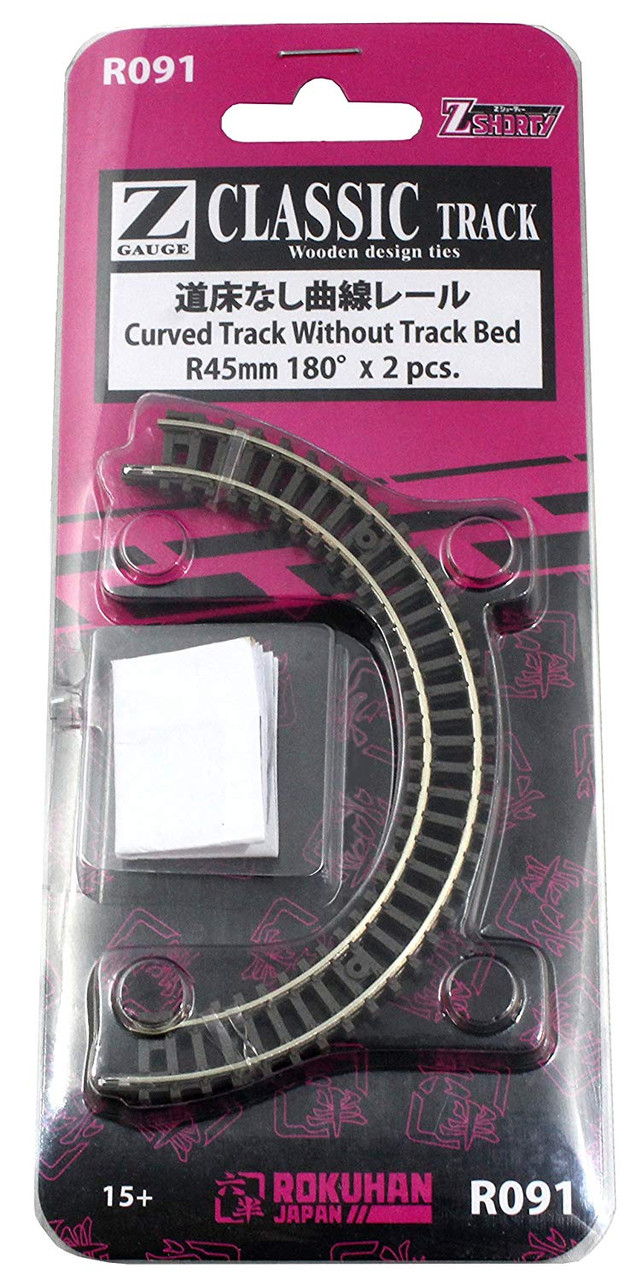 Rokuhan R091 Curved Track without Track Bed R45mm 180 degree 2pc