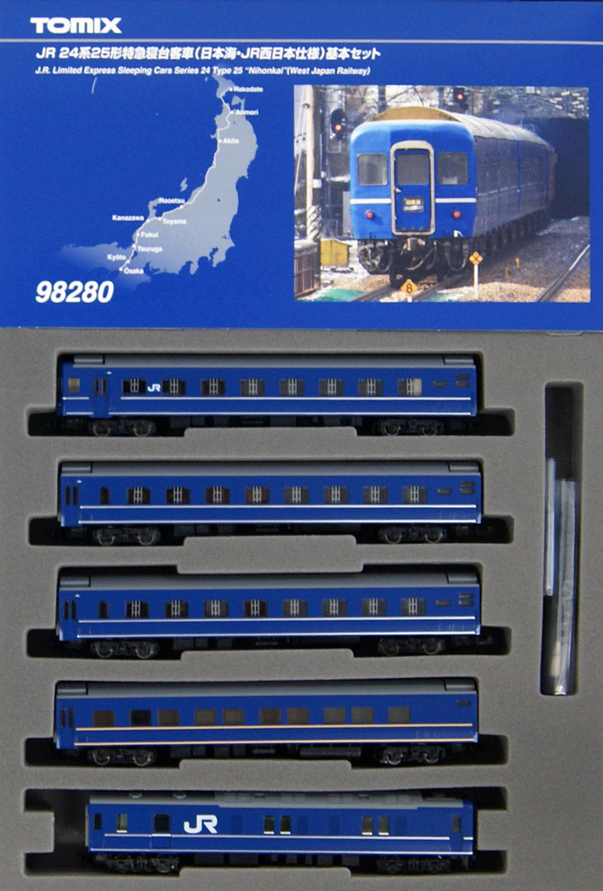 Tomix 98280 JR Limited Express Sleeping Train Series 24 Type 25 'Nihonkai'  (West Japan Railway) 5 Cars Set (N scale)