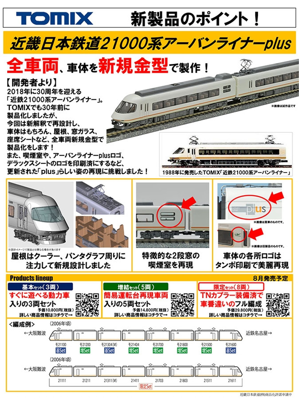 Tomix 98988 Kinki Nippon Railway (Kintetsu) Series 21000 Urban Liner Plus 8  Cars (N scale)