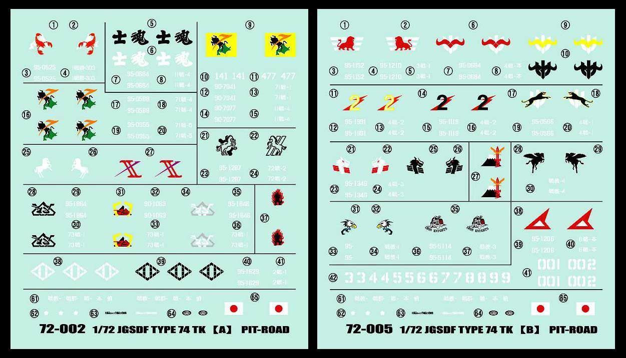 Jsdf Tank Decal Pit-Road Skywave DP-08 JGSDF Type 74 Tank Decal Sheet for 1/72 Scale ...