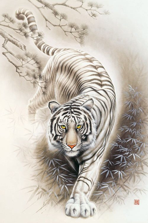 Jigsaw Puzzle Japanese Illustration White Tiger 2016S-Pieces