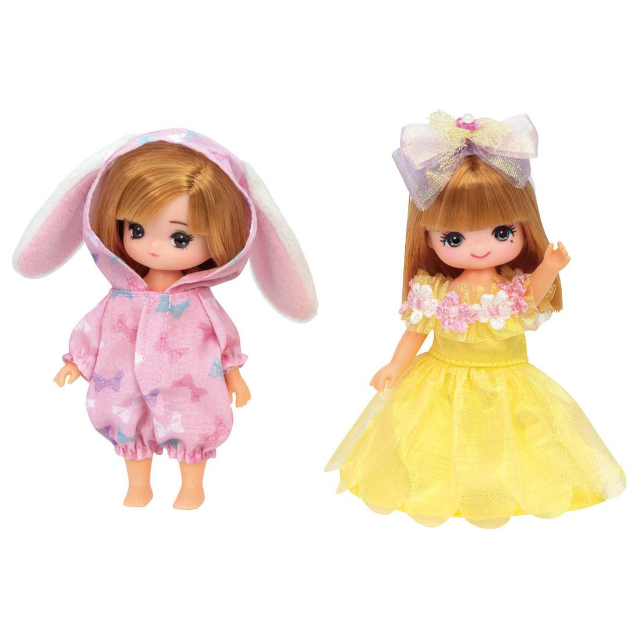 Licca Doll Miki-chan and Maki-chan Dress Set, Rabbit Pajamas and