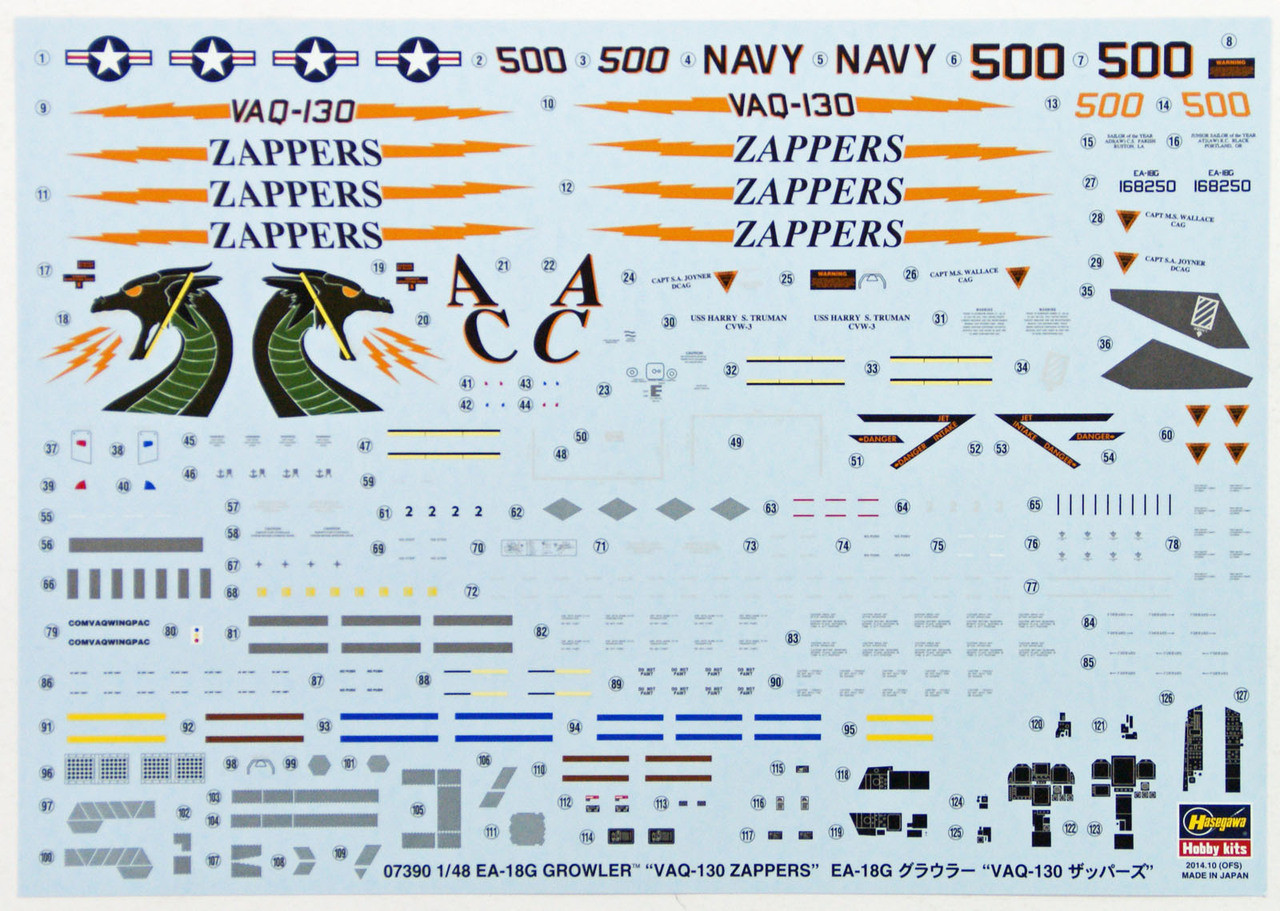 Hasegawa 07390 EA-18G Growler VAQ-130 Zappers 1/48 Scale Kit