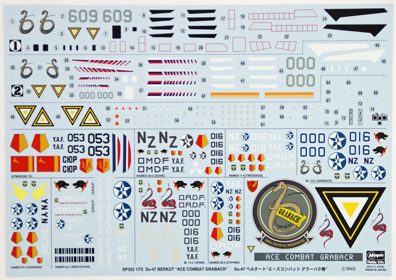 Hasegawa SP322 Ace Combat Su-47 Berkut Grabacr 1/72 Scale Kit