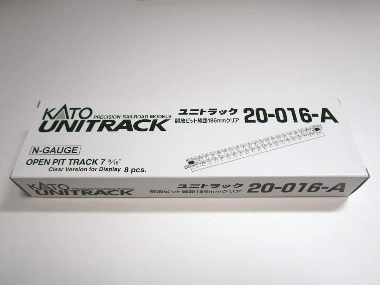 Kato 20-016A 186mm (7 5/16') Open Pit Track Clear Version for Display (8  pcs.) (N Scale)