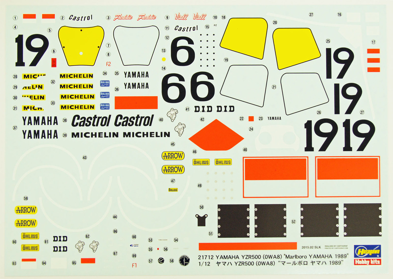 Hasegawa 21712 Yamaha YZR500 (OWA8) Marlboro YAMAHA 1989 1/12 Scale Kit  (Limited Edition)