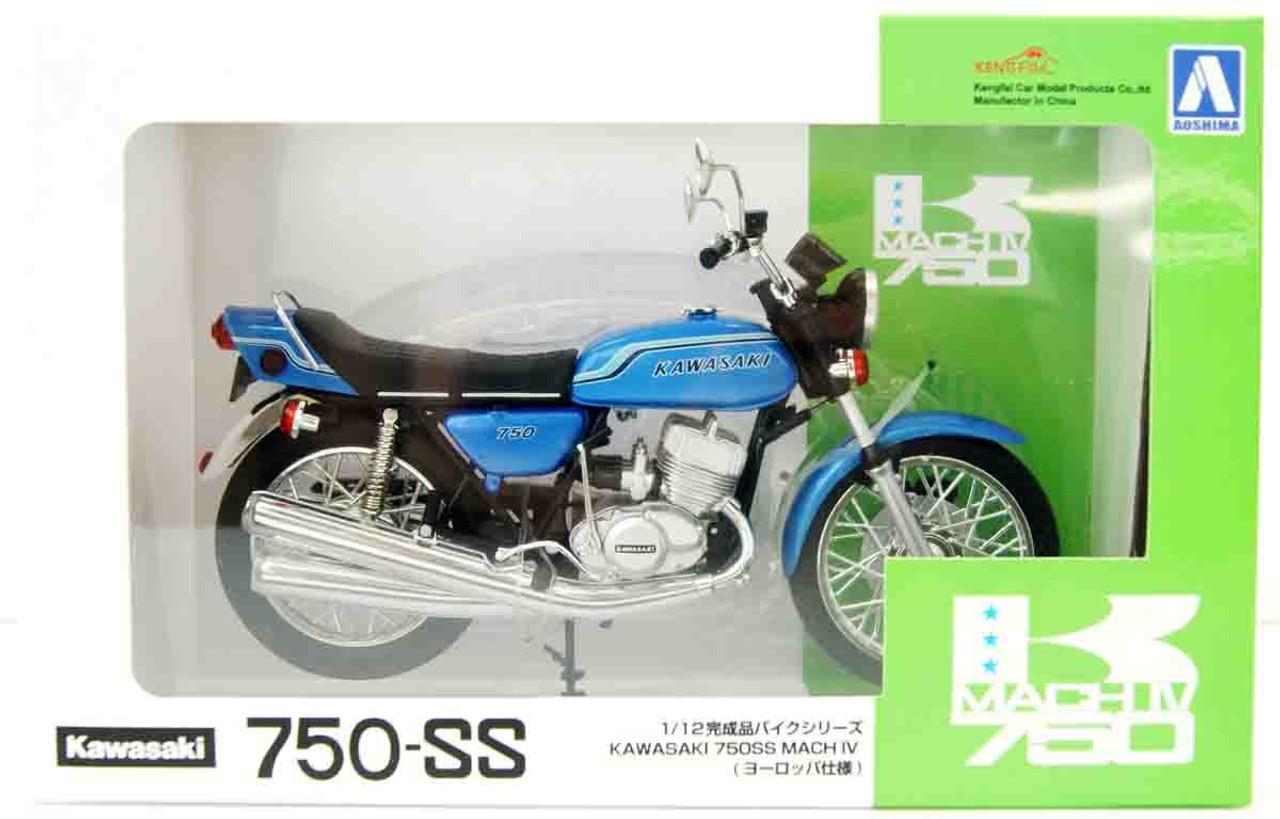 Aoshima SKYNET 1/12 Kawasaki 750SS Mach IV (Europe Specification) Candy  Blue Finished Model