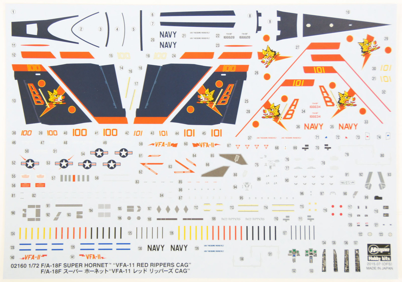 Hasegawa 02160 F/A-18F Super Hornet VFA-11 Red Rippers Cag 1/72