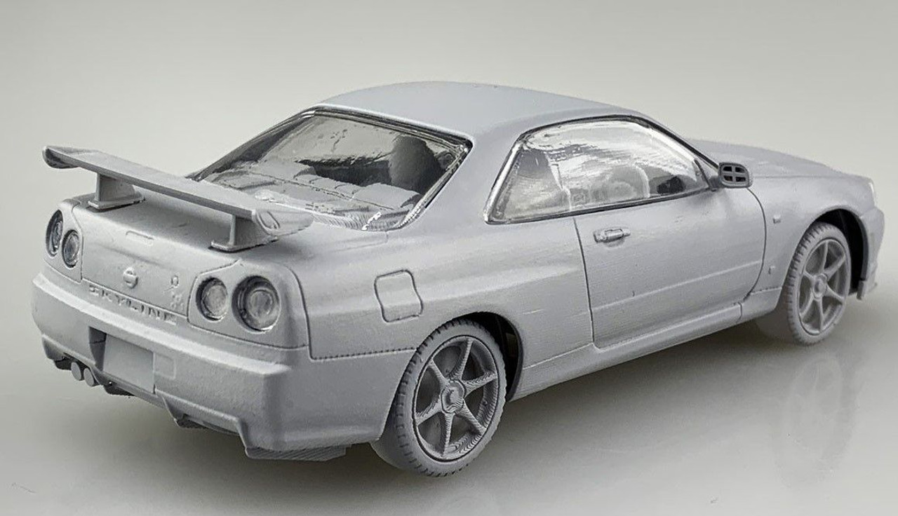 The Snap Kit 1/32 Nissan R34 Skyline GT-R White Plastic Model