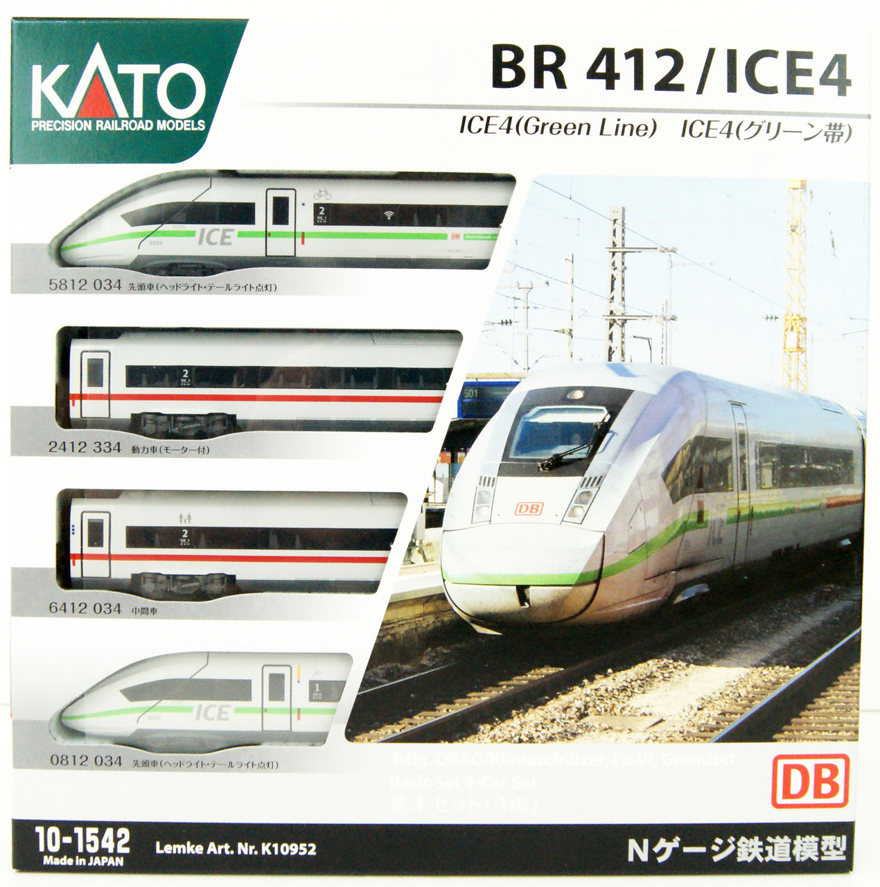 Kato 10-1542 ICE4 (Green Belt) 4 Cars Set (N scale)