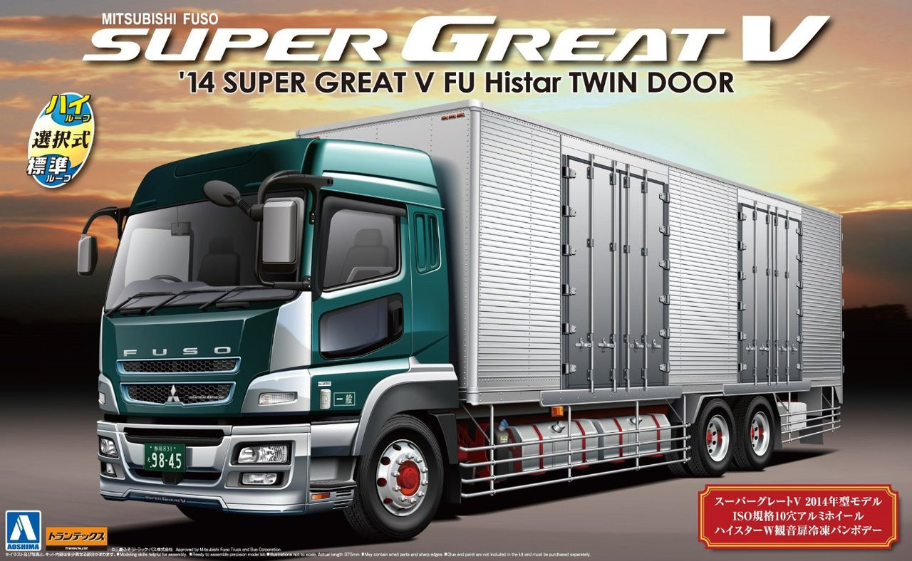 Aoshima 51221 Mitsubishi Fuso Super Great V 2014 FU Histar Twin Door 1/32  Scale Kit