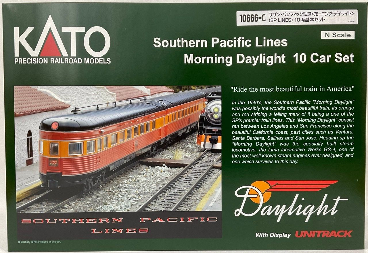 Kato 10-666-C Southern Pacific Railroad 'Morning Daylight' (SP Lines) 10  Cars Set (N scale)