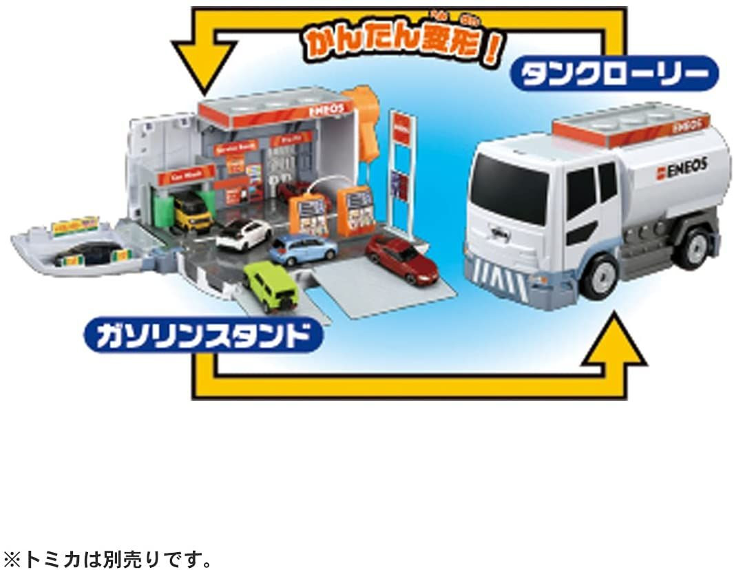 Tomica World Transforming Gasoline Truck & Station Eneos